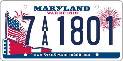 MD license plate 7AA1801