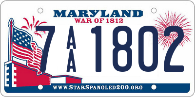 MD license plate 7AA1802