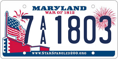 MD license plate 7AA1803