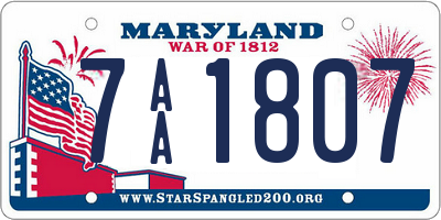 MD license plate 7AA1807