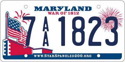 MD license plate 7AA1823