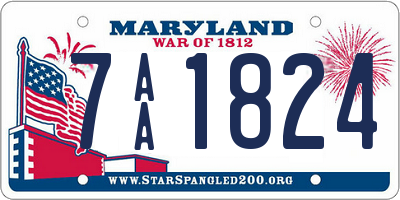 MD license plate 7AA1824