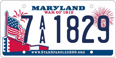 MD license plate 7AA1829