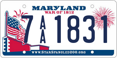 MD license plate 7AA1831