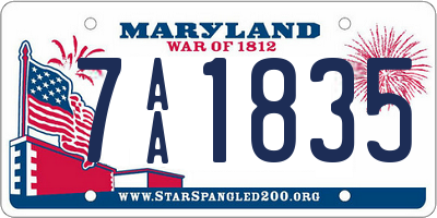 MD license plate 7AA1835