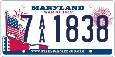 MD license plate 7AA1838