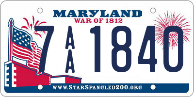 MD license plate 7AA1840