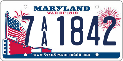 MD license plate 7AA1842