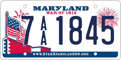 MD license plate 7AA1845