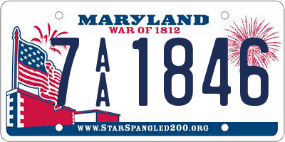 MD license plate 7AA1846