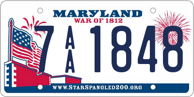 MD license plate 7AA1848