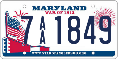 MD license plate 7AA1849