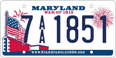 MD license plate 7AA1851