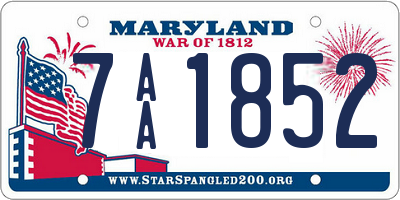 MD license plate 7AA1852