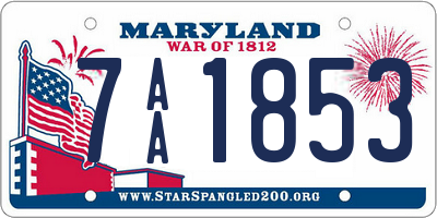 MD license plate 7AA1853