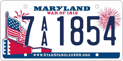 MD license plate 7AA1854