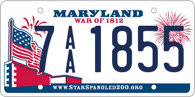 MD license plate 7AA1855