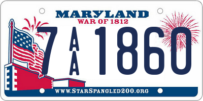 MD license plate 7AA1860