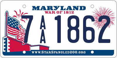 MD license plate 7AA1862