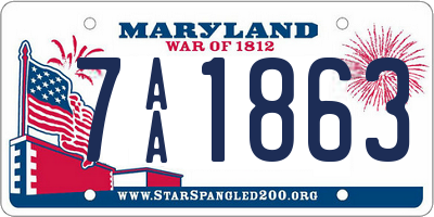 MD license plate 7AA1863