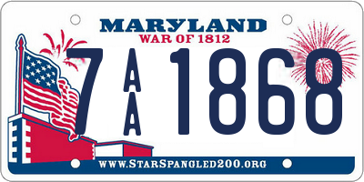 MD license plate 7AA1868