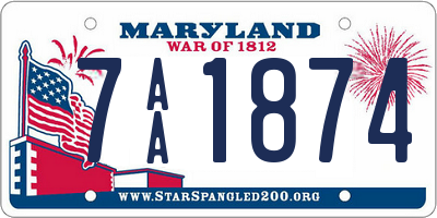 MD license plate 7AA1874