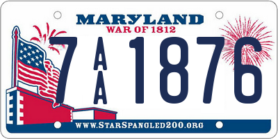 MD license plate 7AA1876