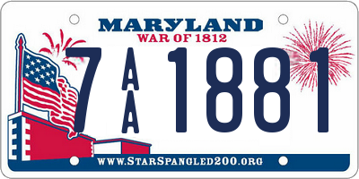 MD license plate 7AA1881