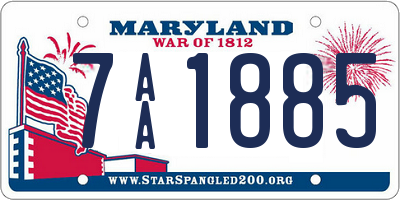 MD license plate 7AA1885