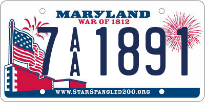 MD license plate 7AA1891