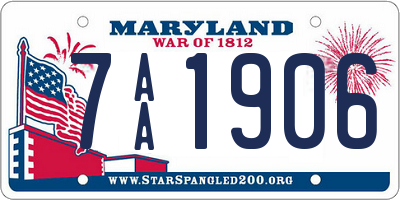 MD license plate 7AA1906