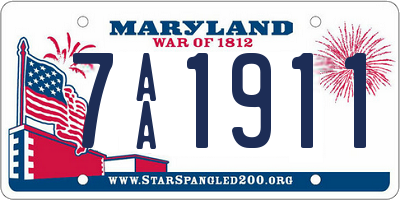 MD license plate 7AA1911