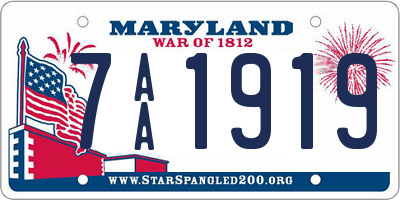 MD license plate 7AA1919