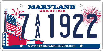 MD license plate 7AA1922