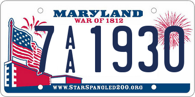 MD license plate 7AA1930