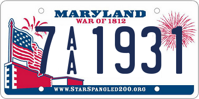 MD license plate 7AA1931