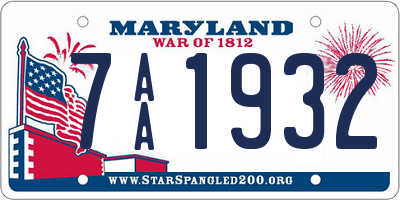 MD license plate 7AA1932