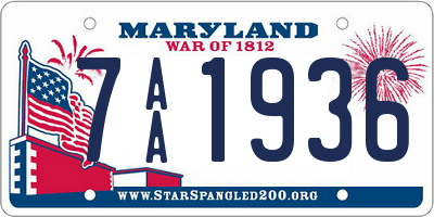 MD license plate 7AA1936