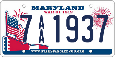 MD license plate 7AA1937