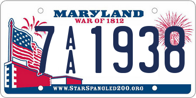 MD license plate 7AA1938