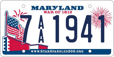 MD license plate 7AA1941