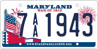 MD license plate 7AA1943