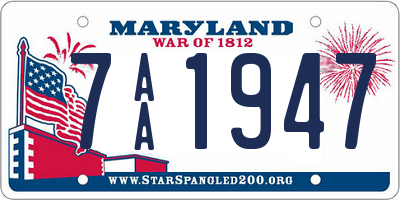 MD license plate 7AA1947