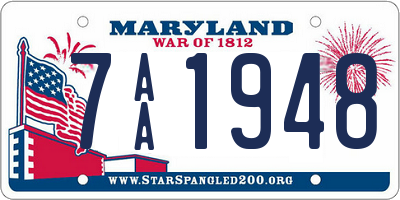 MD license plate 7AA1948