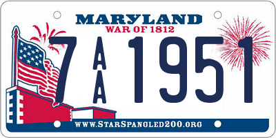 MD license plate 7AA1951