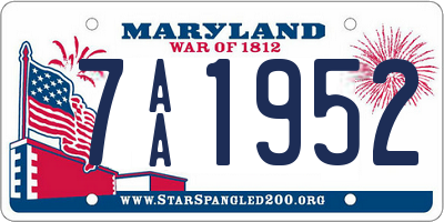 MD license plate 7AA1952