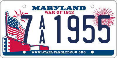 MD license plate 7AA1955