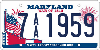 MD license plate 7AA1959