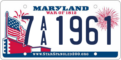 MD license plate 7AA1961