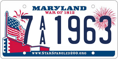 MD license plate 7AA1963